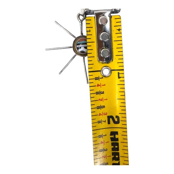 Vintage Zuni Inlay Sun Face Pendant Sterling Silver Native American Sunburst - Picture 4 of 5